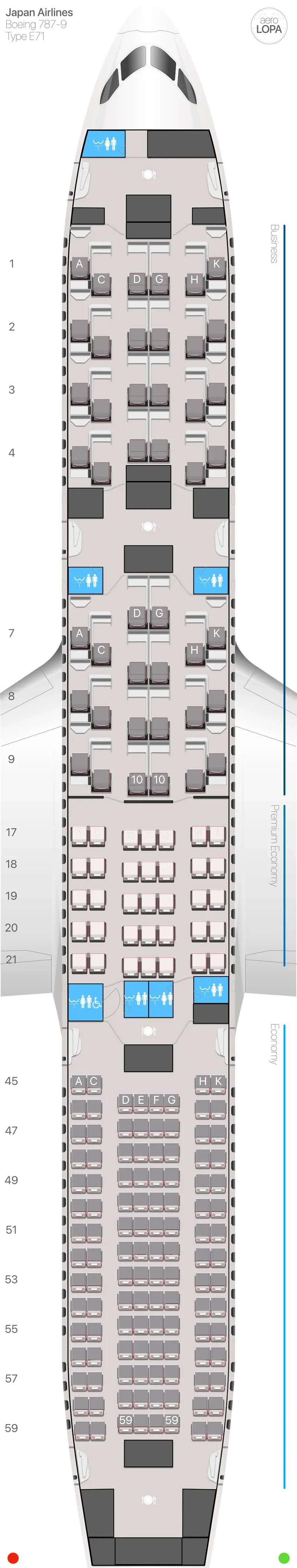 JL Boeing 787-9 (International | Apex) Seat Map | AeroLOPA
