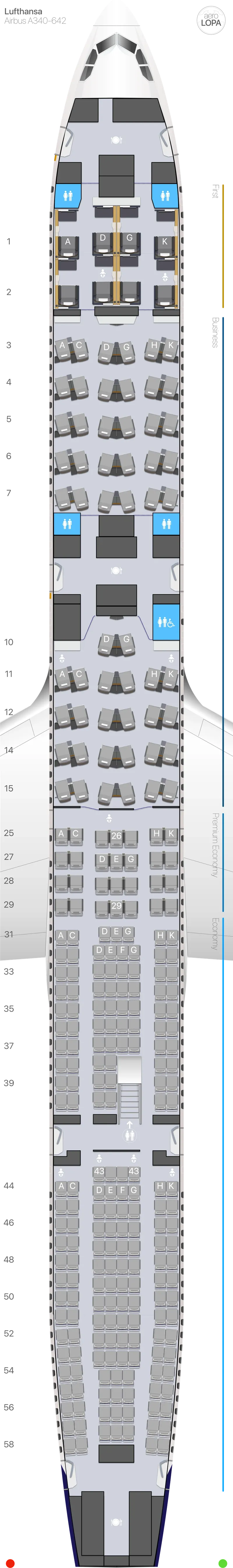 LH Airbus A340-600 Seat Map | AeroLOPA