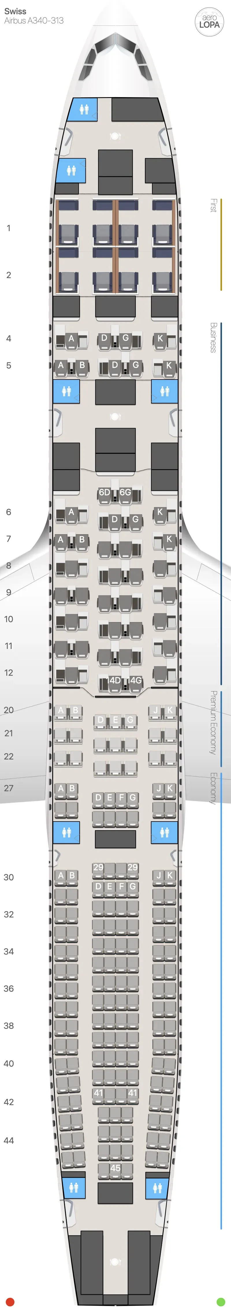 LX Airbus A340-300 Seat Map | AeroLOPA